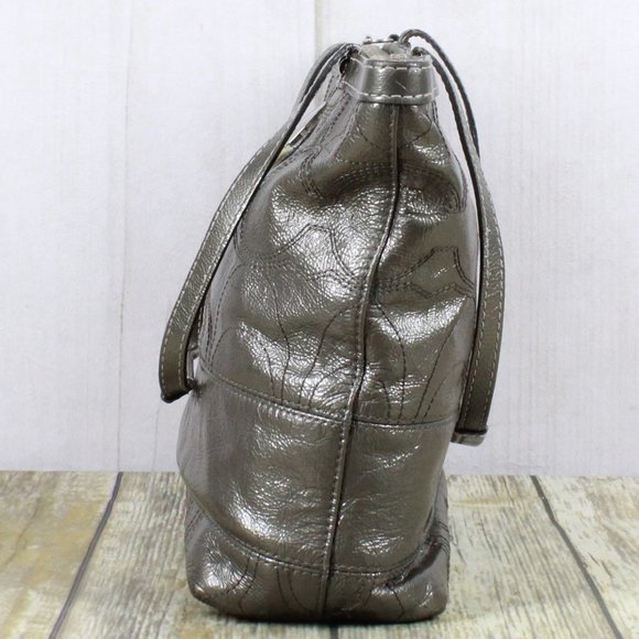 COACH Signature Patent Leather Tote Shoulder Bag - Picture 5 of 12